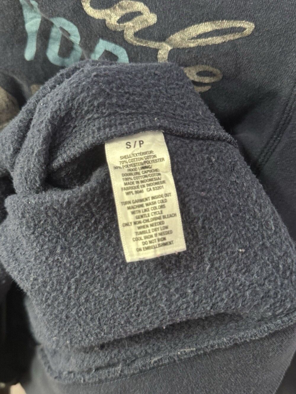 Y2K Aeropostale New York 87 Foil Graphic Hoodie Navy Women's S - Picture 6 of 7
